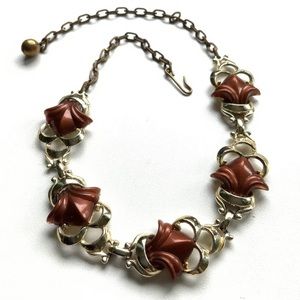 VTG Fleur de Lis Gold and Bronze Thermoset Choker